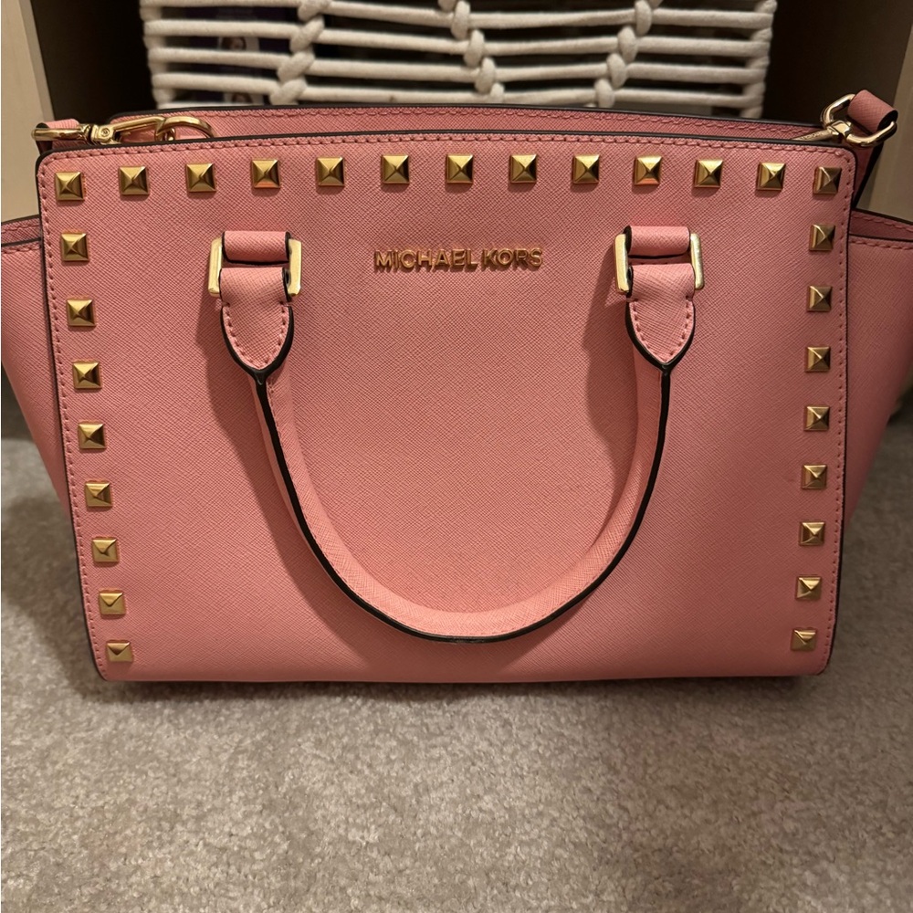 Michael Kors Selma Studded Leather Satchel
